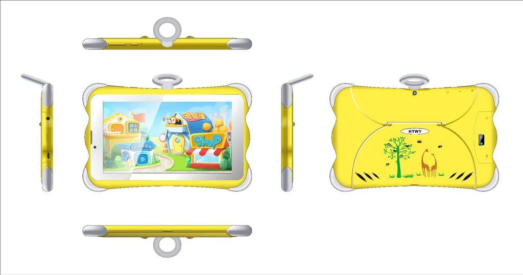 7-inch children's learning tablet with stand in cartoon orange colour