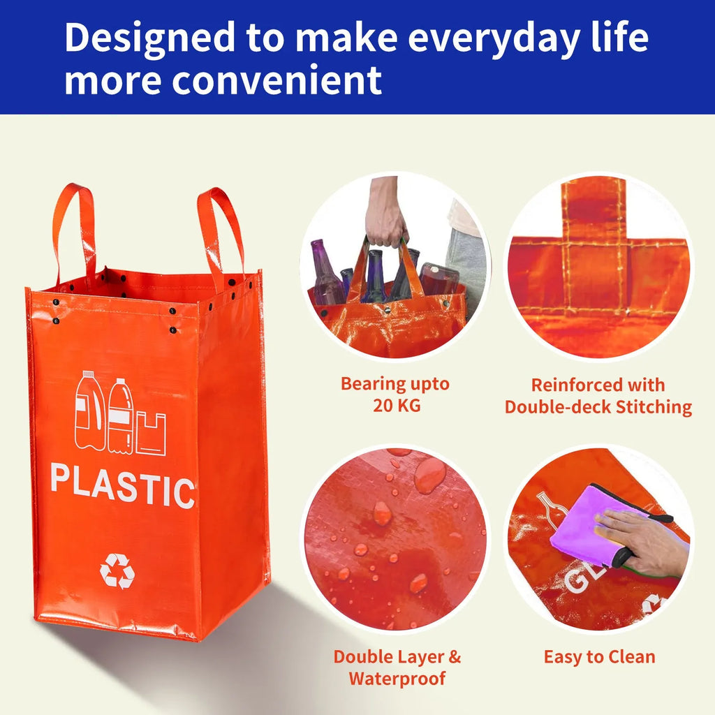 Blue handbag-style waterproof rubbish bin with handle for 40L waste classification