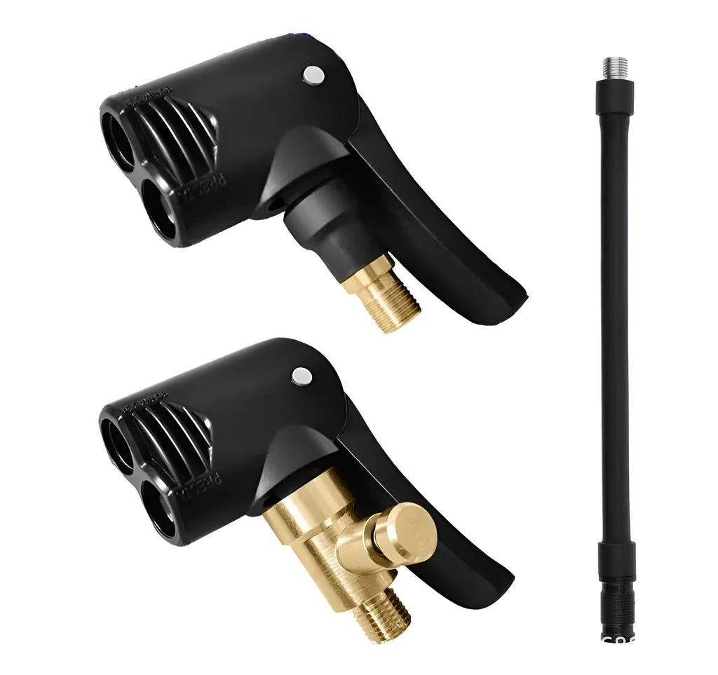 Vehicle air conversion inflatable chuck set with two 16cm clarinet nozzles and a hose for car tyre inflation