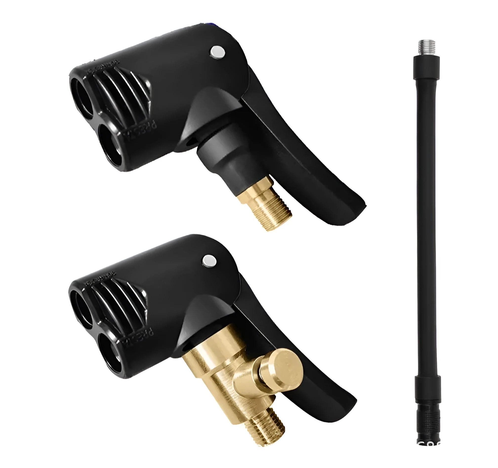 Vehicle air conversion inflatable chuck set with two 16cm clarinet nozzles and a hose for car tyre inflation