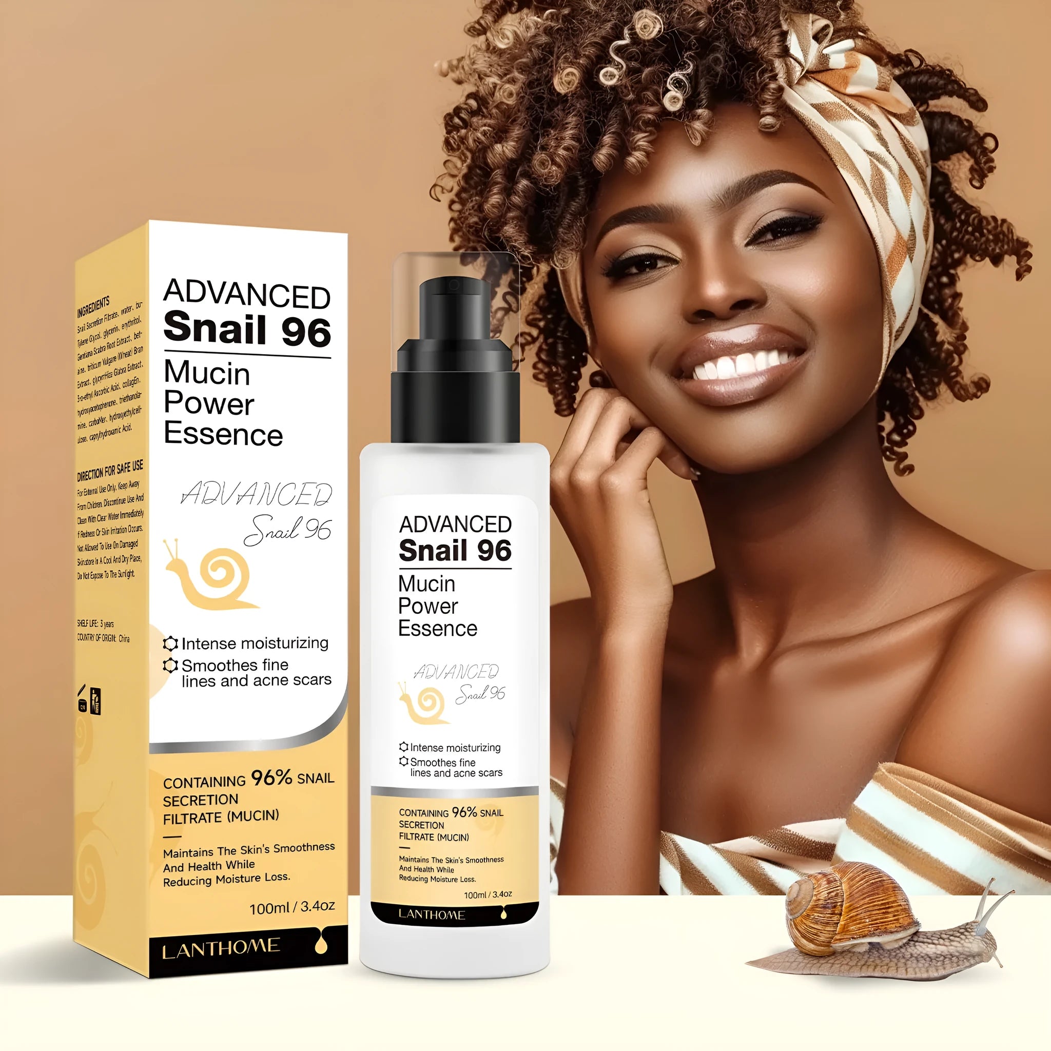 100ml snail secretion facial serum bottle with hydrating essence liquid for face and neck skincare
