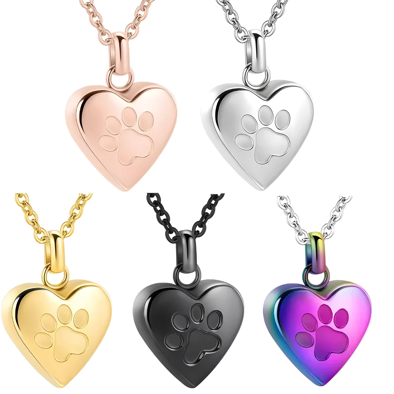 Titanium steel heart-shaped paw print necklace pendant that can be opened.