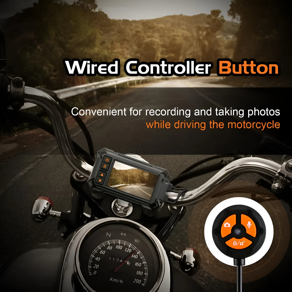 Motorcycle GPS tachograph recorder with dual lenses for front and rear 1080P recording