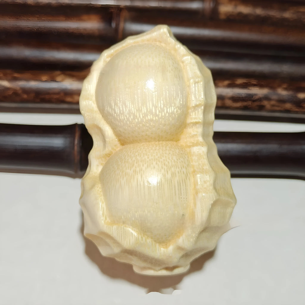 Natural bamboo carving peanut ornament with modern simplicity style and symbolic message
