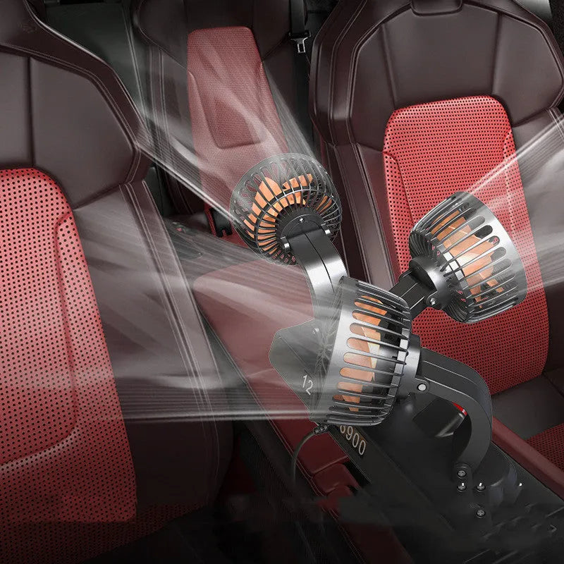 Three-head automotive electric cooling fan with ABS housing for car cabin use