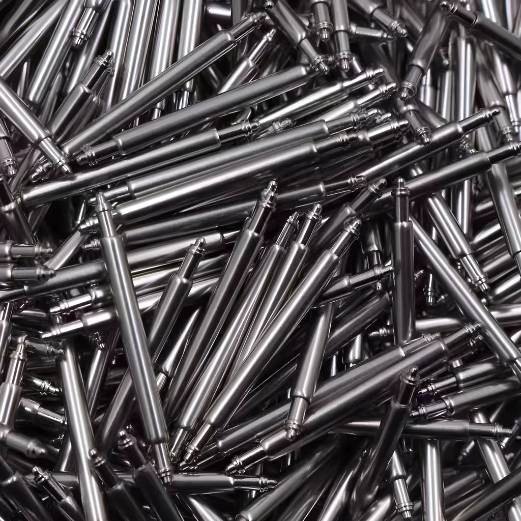 Watch bolt auricular needle spring shaft accessories showing six size options from 21mm to 26mm