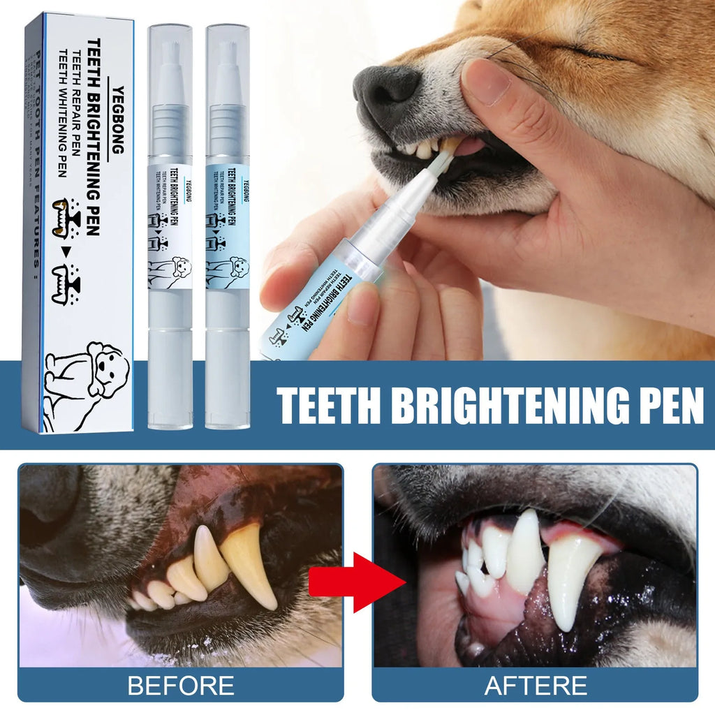 Yegbong pet teeth whitening pen with dual 3ml formula and dental brushes for dogs and cats