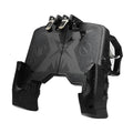 Black mobile phone game controller with physical buttons plugged into smartphone