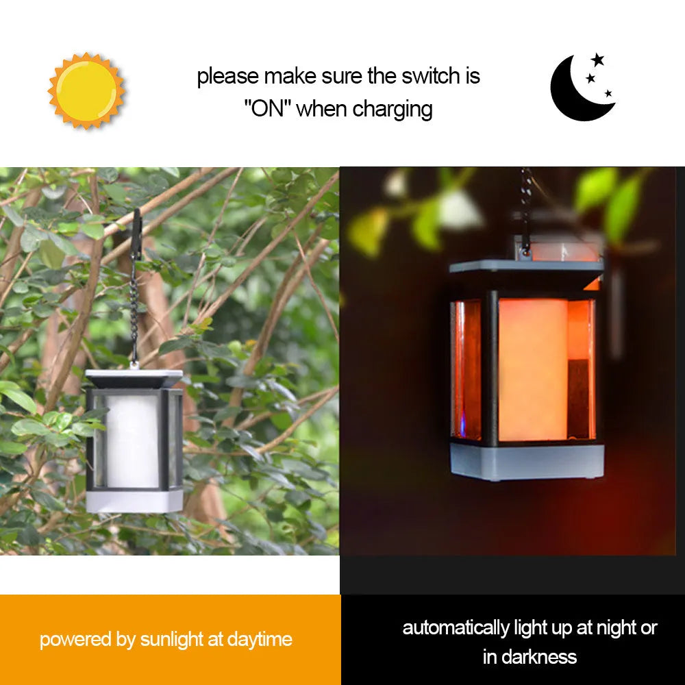 Black antique flame style solar street lamp for outdoor garden lighting