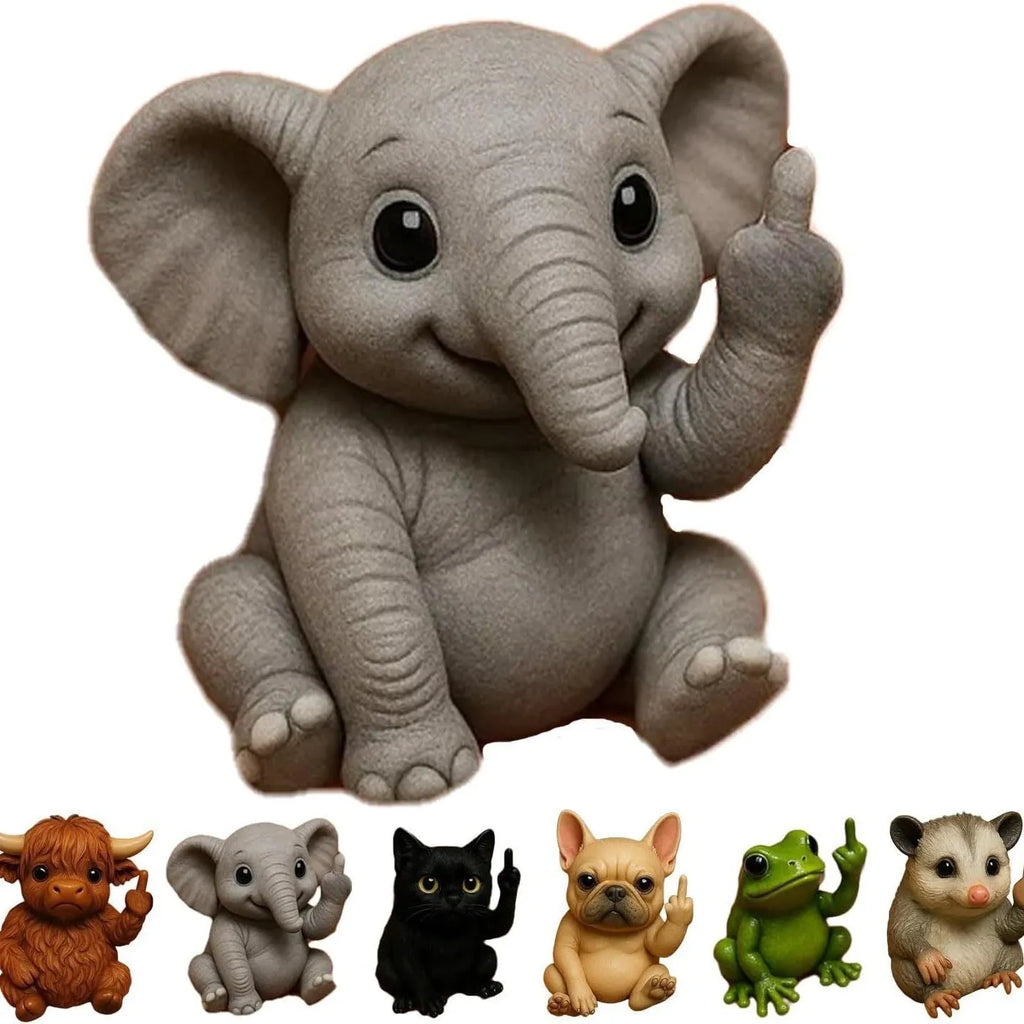 Resin animal middle finger doll ornament in cat design for desk decoration