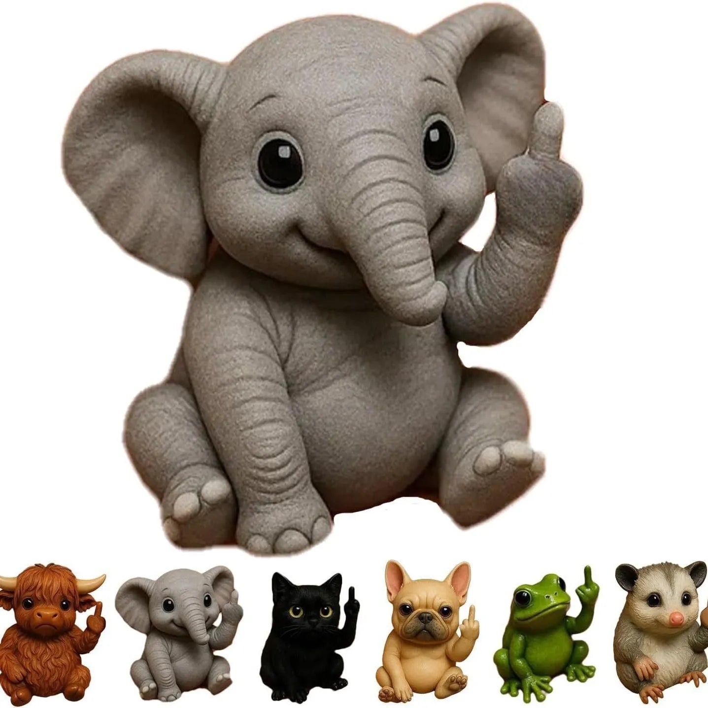 Resin animal middle finger doll ornament in cat design for desk decoration