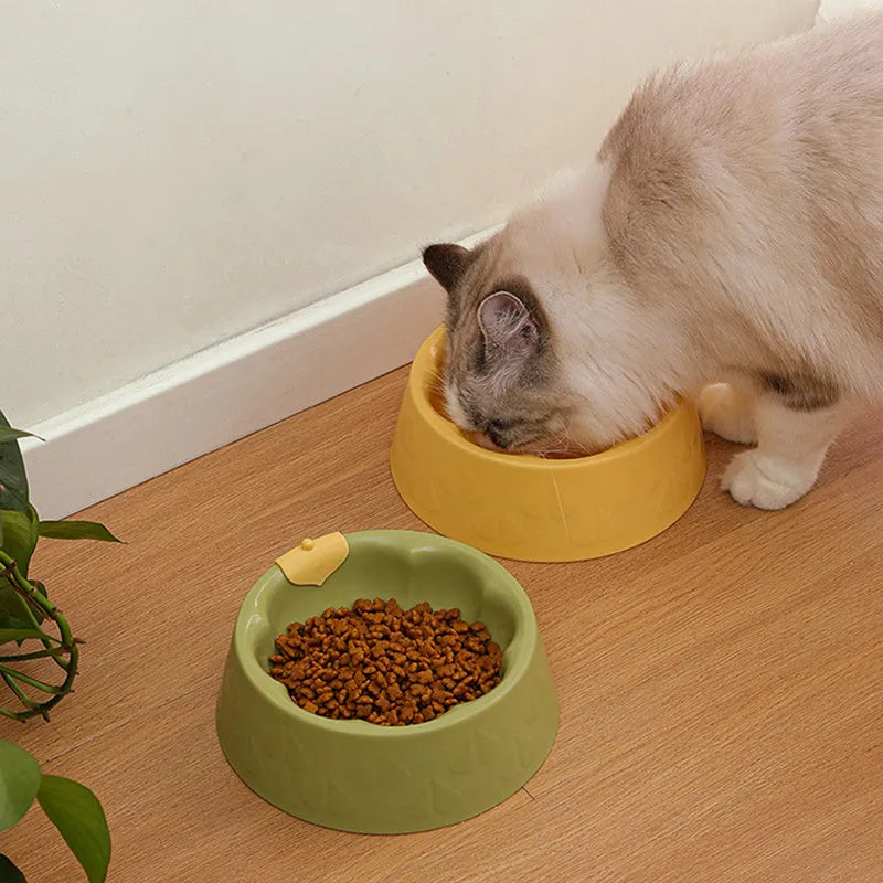 Plastic pet bowl in green, 16x7.5cm, anti-tip design for cats and small dogs