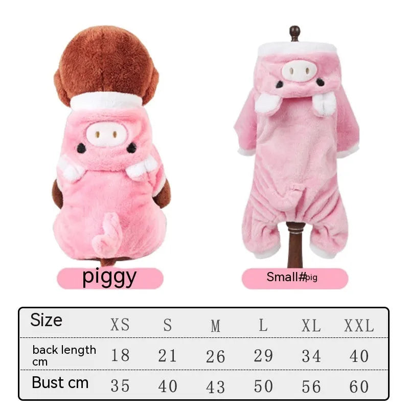 Blue cat British Shorthair wearing four-legged coral fleece pet clothing in cartoon style