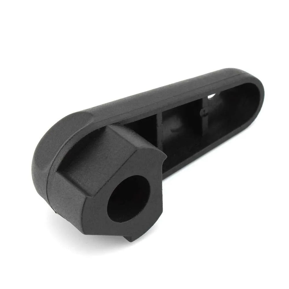 Black nylon quick-release wrench tool for BMW motorcycle oil cap on a white background.