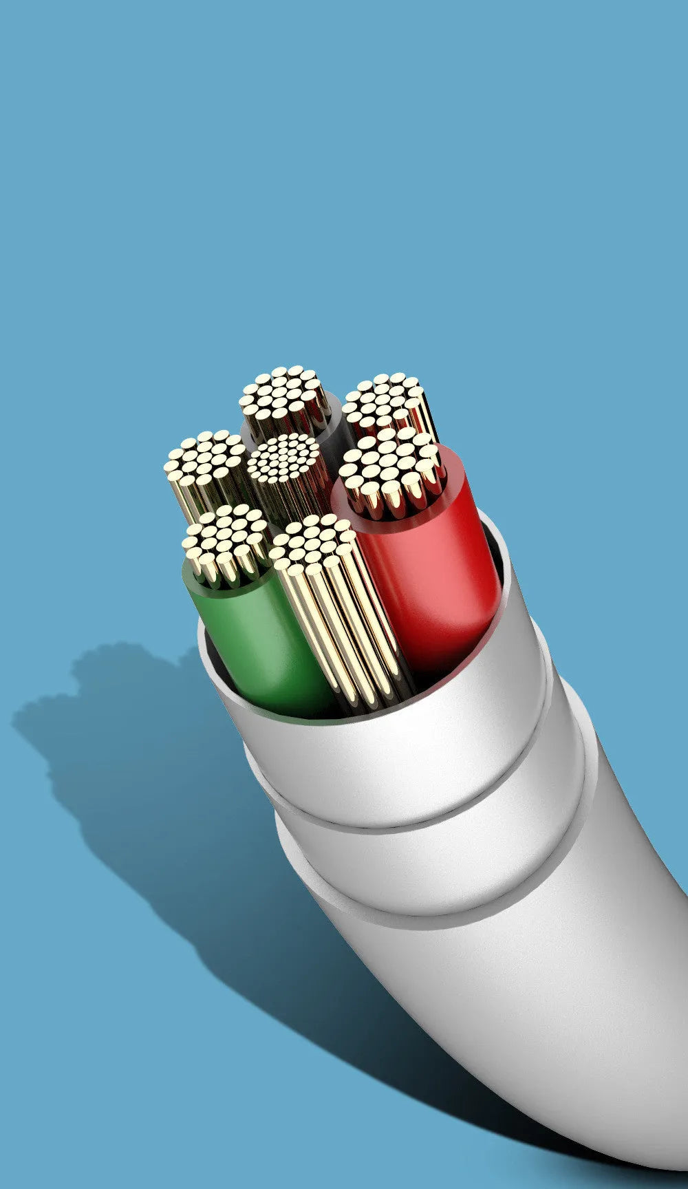 PDPVC mobile phone charging cable with three connector types showing USB, Micro USB and TYPE-C interfaces