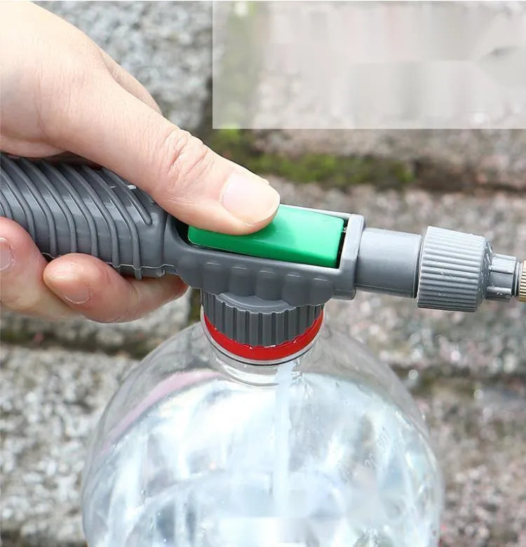 Grey universal beverage bottle watering sprayer nozzle with 30cm tube on plant pot
