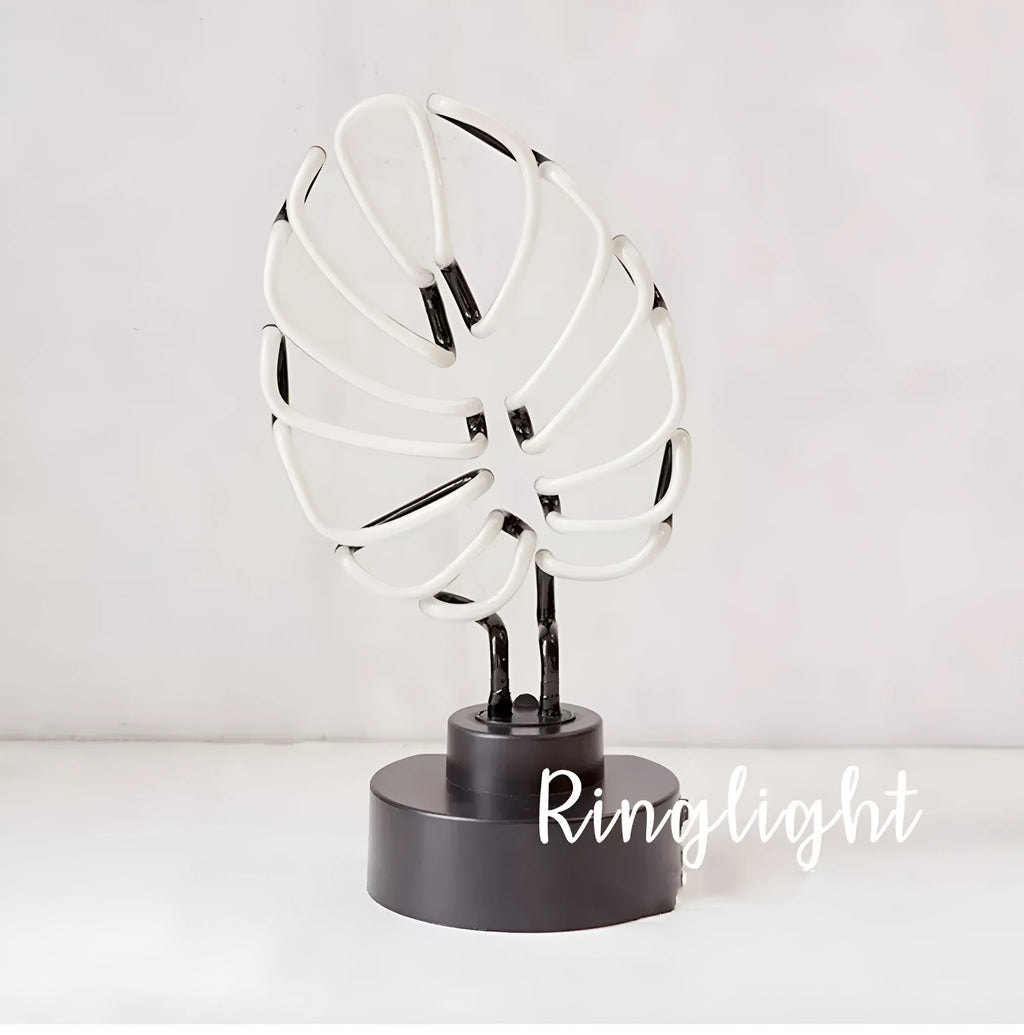 Handmade bamboo shaped desktop lamp with USB cable in white and green