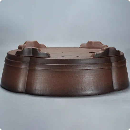 Traditional purple clay flower pot with classical styling for plants and bonsai