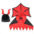 Pet vampire costume set with black polyester cloak and hat for dogs and cats
