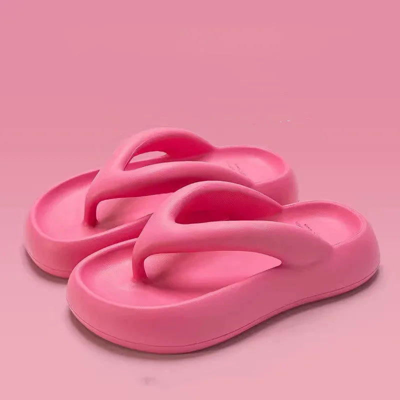 Women's thick-soled EVA flip-flops with a fashion bow in five colour options.