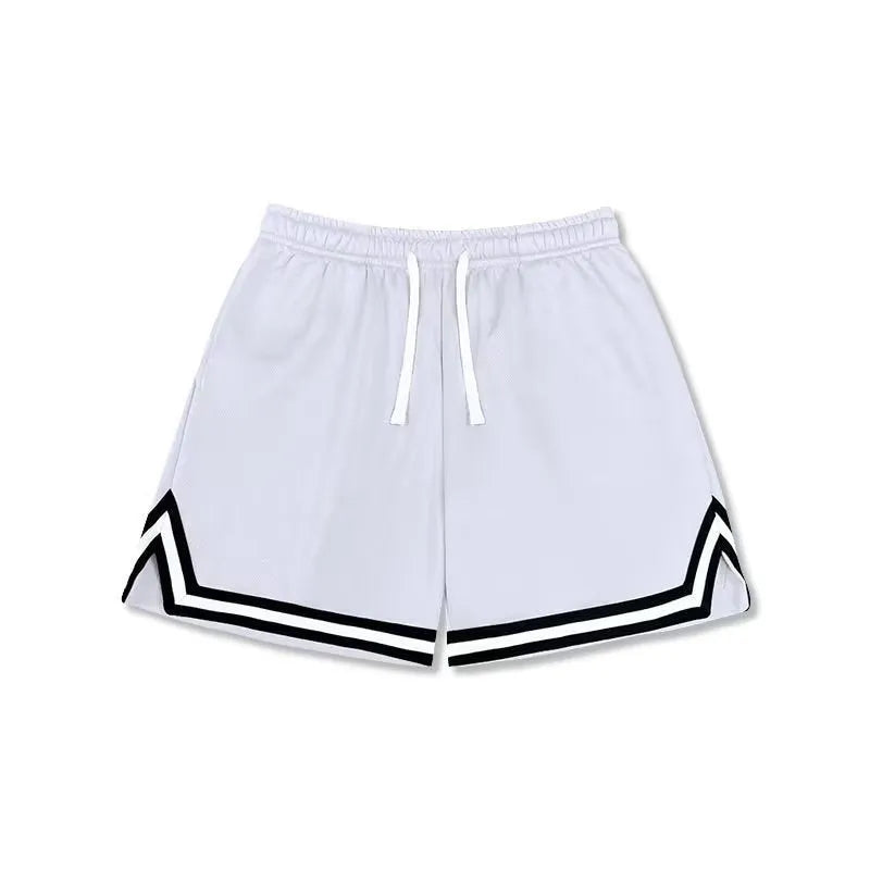 Men's loose fit polyester sports shorts in multiple colours with an elastic waistband.