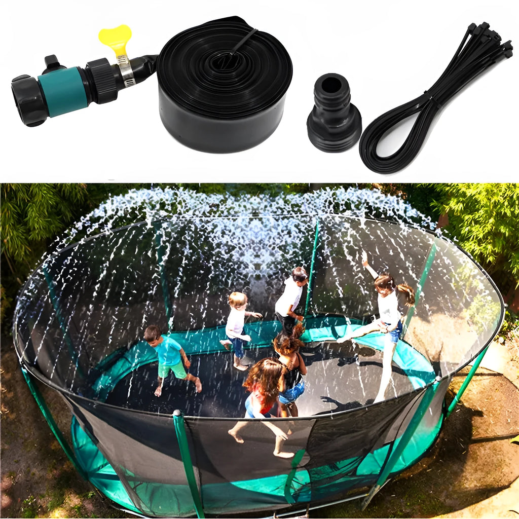 Portable garden sprinkler with solar water cooling in blue and orange colours