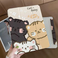 iPad silicone tri-fold protective case showing rabbit cartoon pattern design