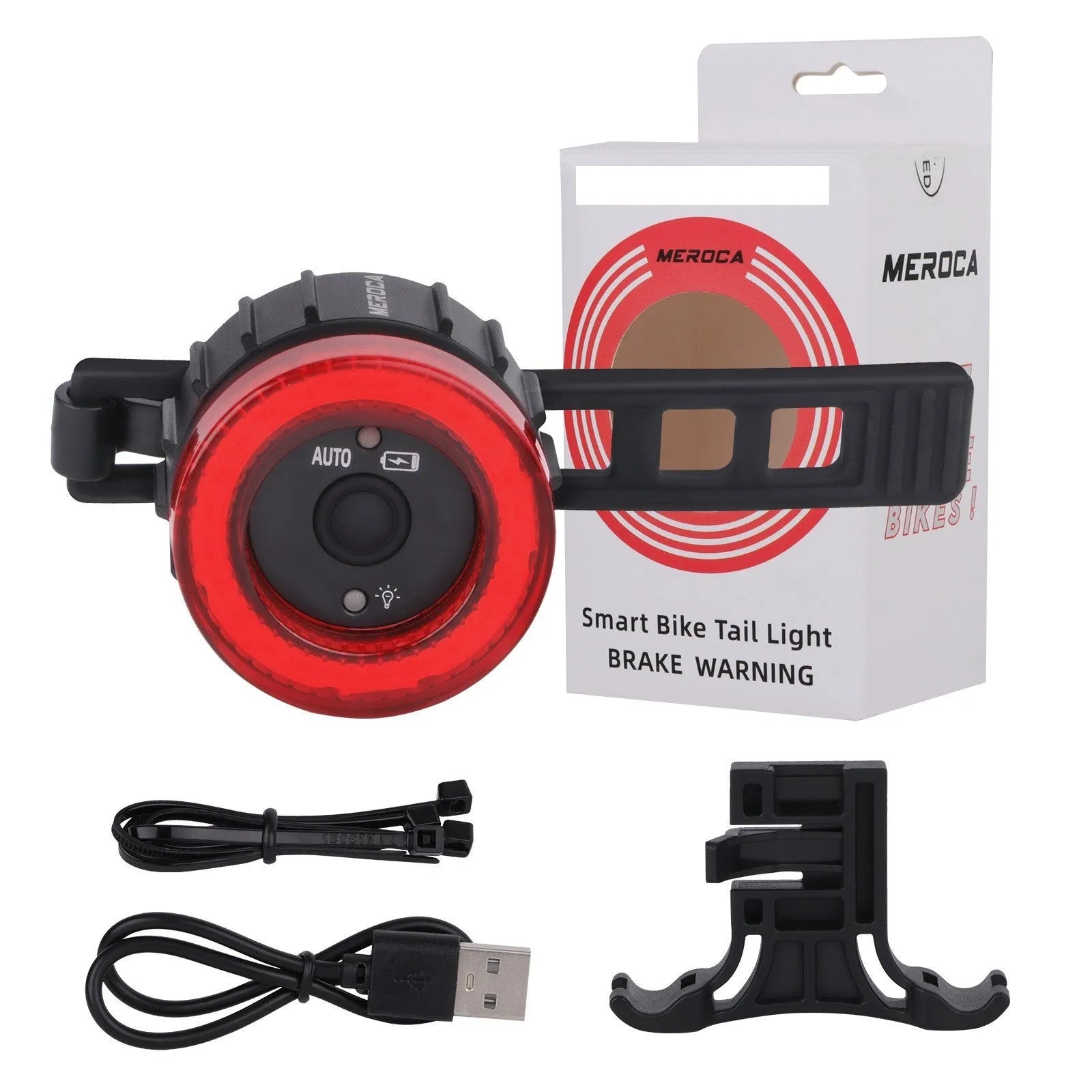 Black aluminium alloy intelligent induction brake bicycle taillight with seat tube mounting bracket