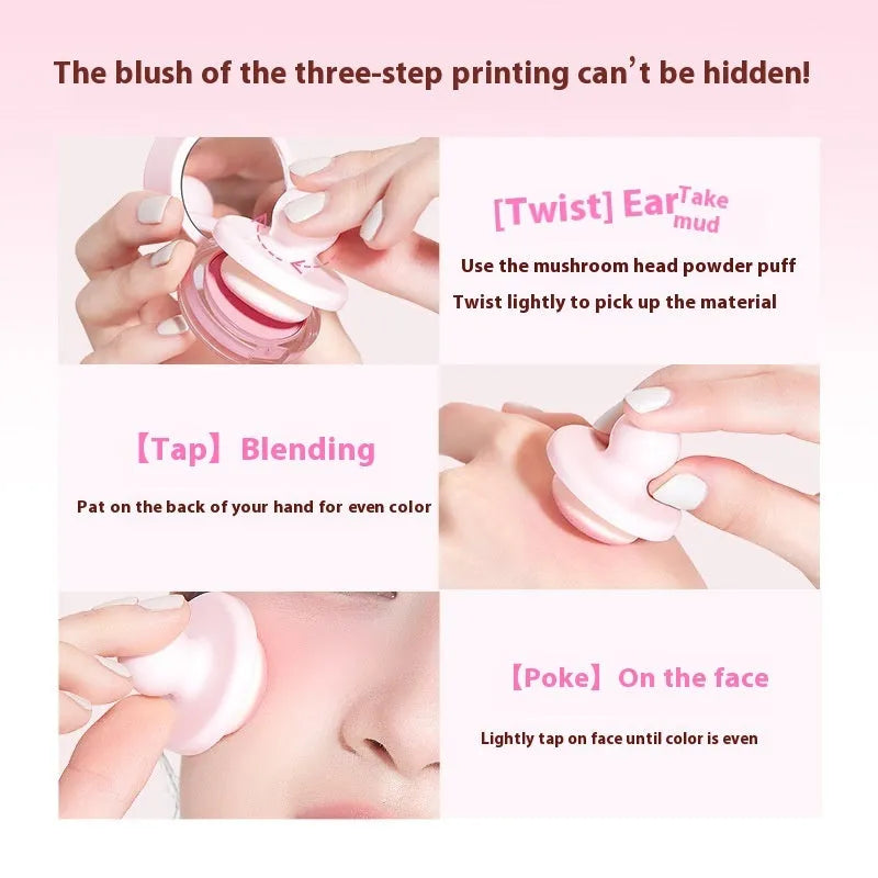 Blush mud shimmer powder in nude colour scheme with swelling contractive effect, single-colour compact