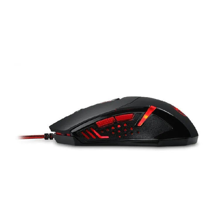 USB wired optical mouse black red with ergonomic design and 6 buttons for desktop computers