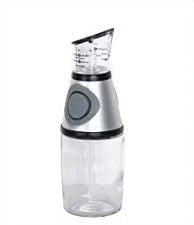 500ml high white glass measurable oil bottle with slim 8x28.5cm shape on kitchen countertop