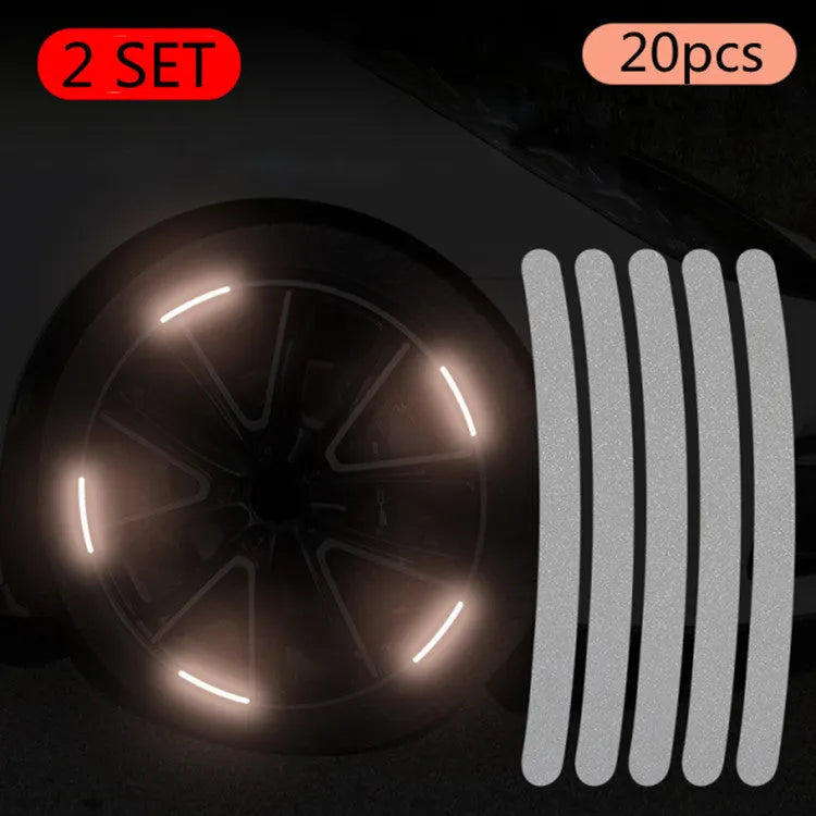 20PCs car wheel hub reflective stickers PVC material arc-shaped design in various colours