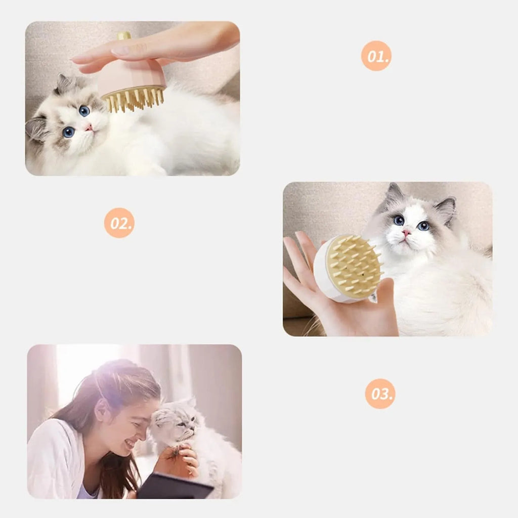Green pet bath massage brush with silicone bristles and drain holes on a white background.