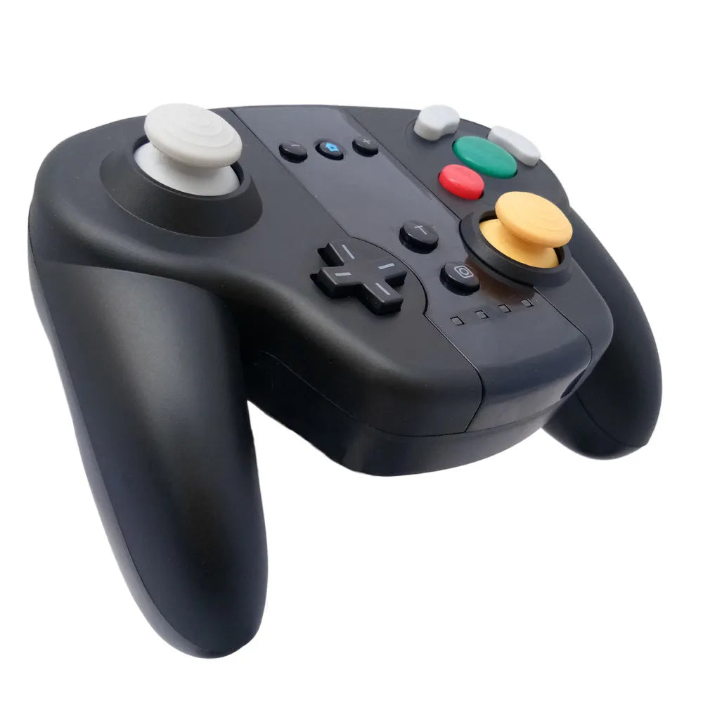 Black wireless gamepad with colourful packaging for Nintendo Switch and Windows PCs