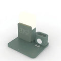 3-in-1 wireless charging stand for phone, earbuds and smartwatch in dark green, light green or black