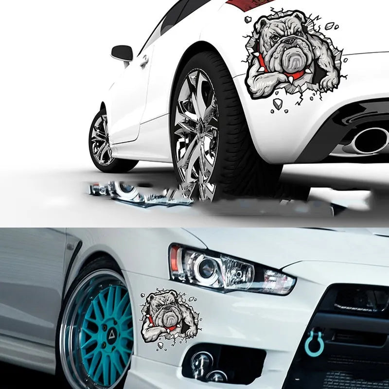 Quirky Ideas motorcycle decorative sticker in grey dog pattern, 17 x 17cm paper sticker on a helmet surface