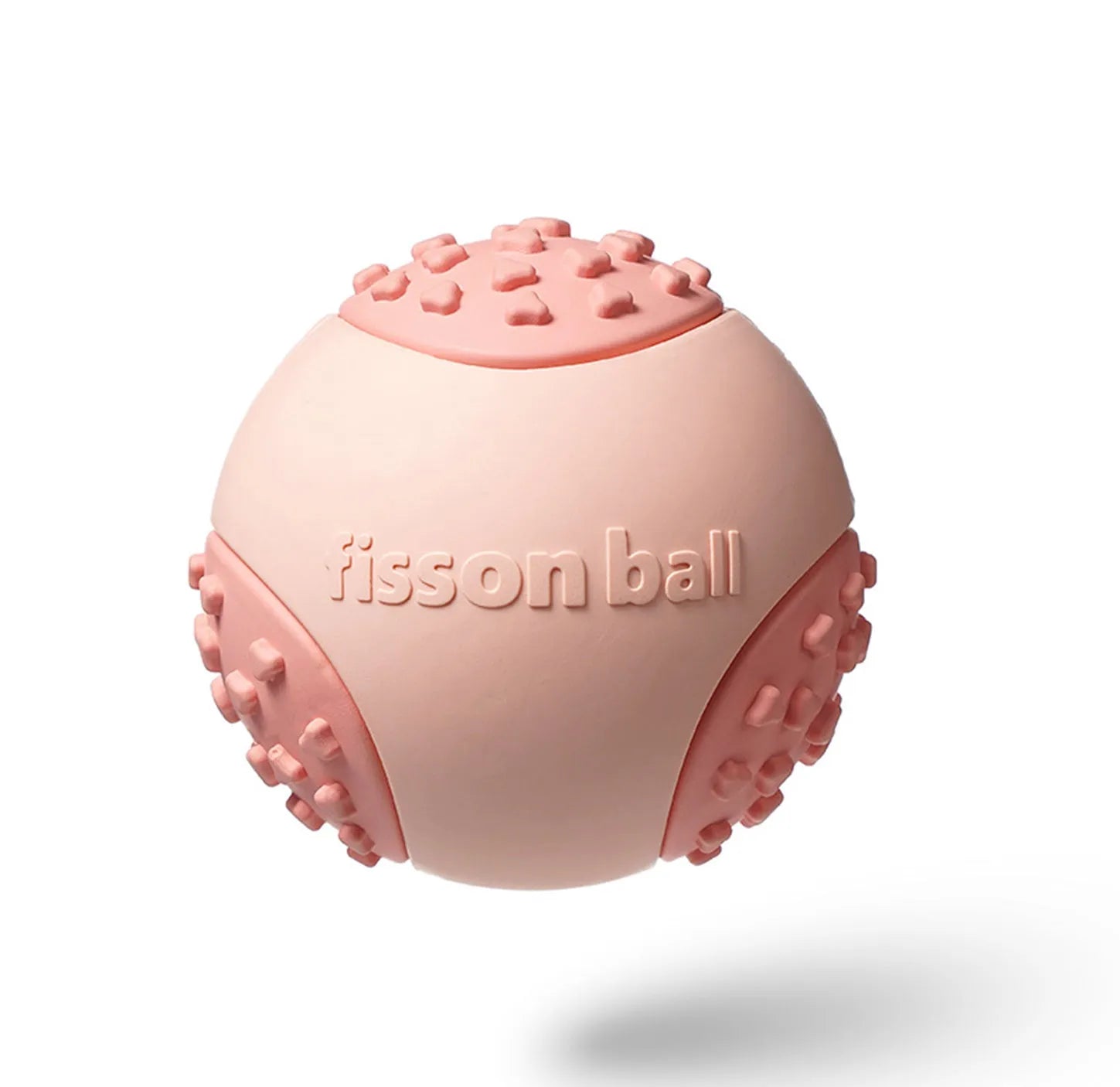 Green and pink 64mm rolling dog ball toy for small and medium breeds