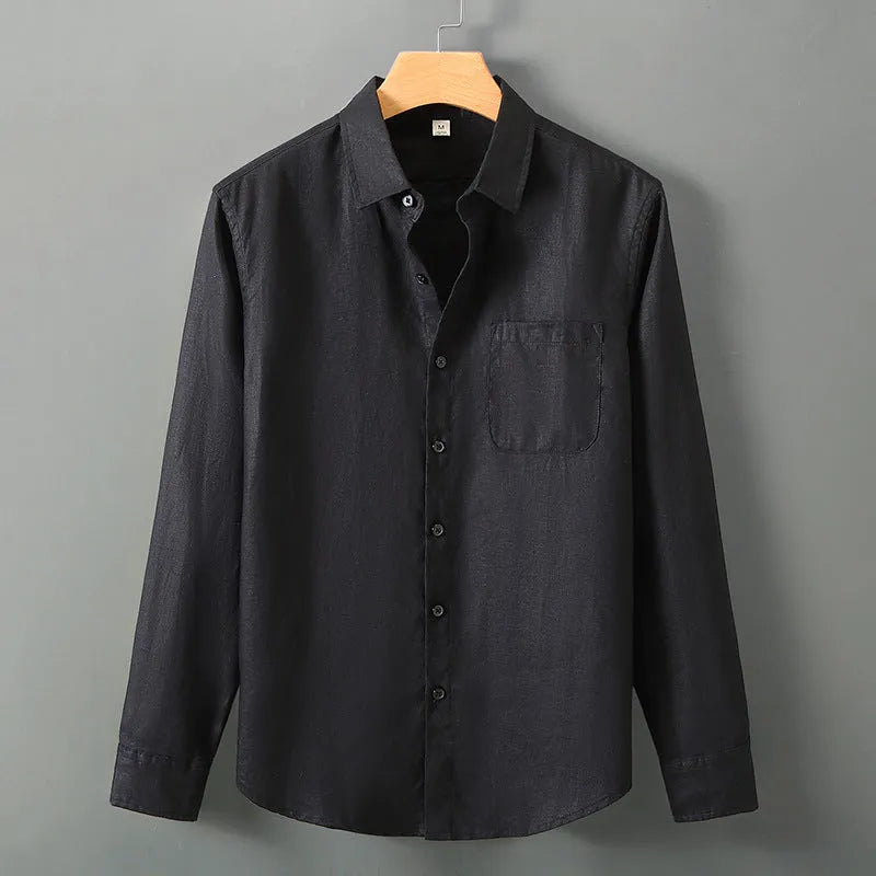 Linen long sleeve loose sun protection cardigan shirt in solid colour with cardigan style and Chinese design