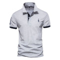 Men's slim fit embroidered deer T-shirt on a hanger, shown in a red colour option.