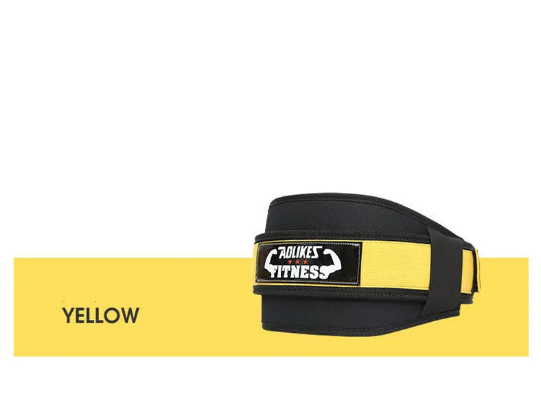 Nylon weightlifting belt for adult fitness training in black, red or yellow