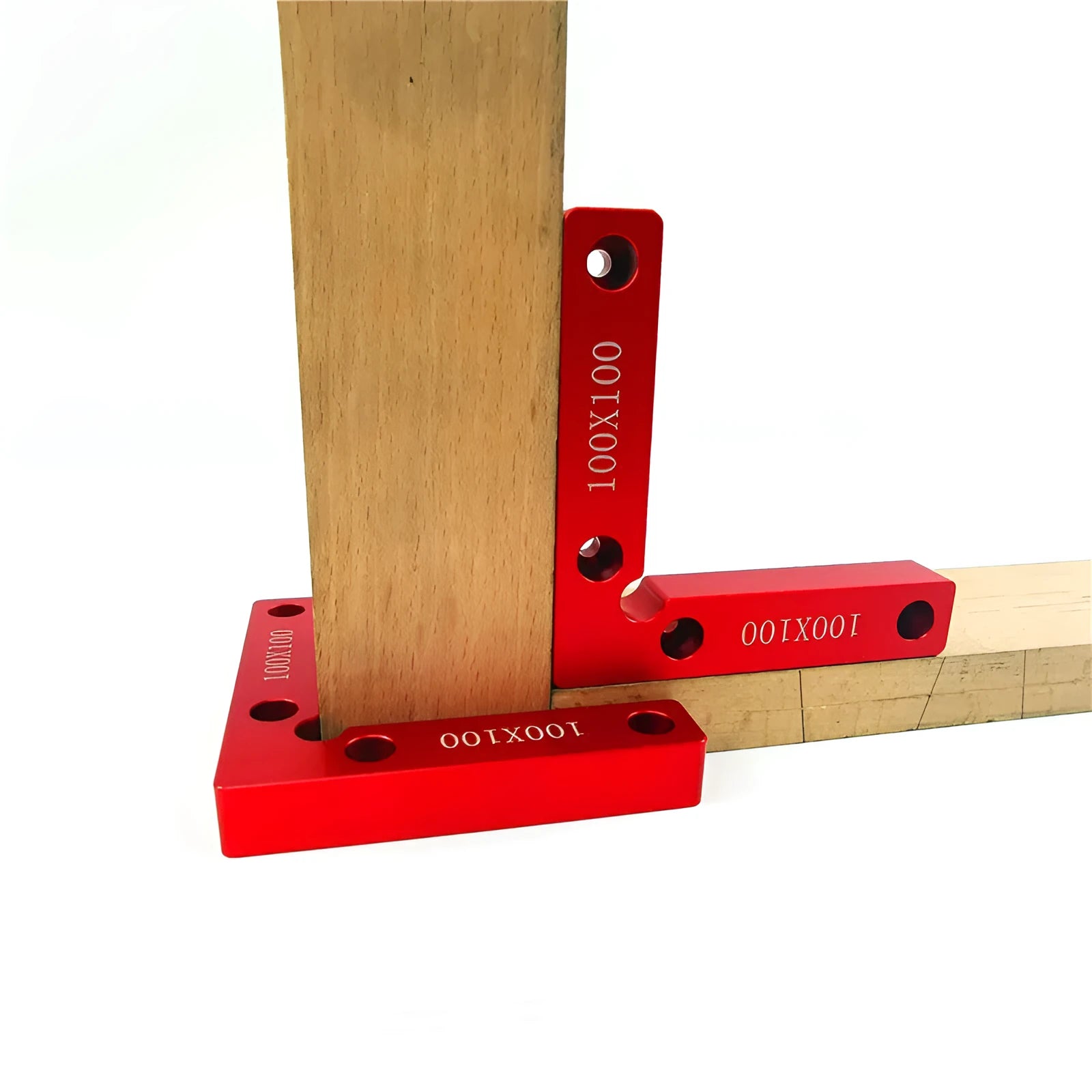 Aluminium right angle positioning block for woodworking jigsaw fixture with accurate scale