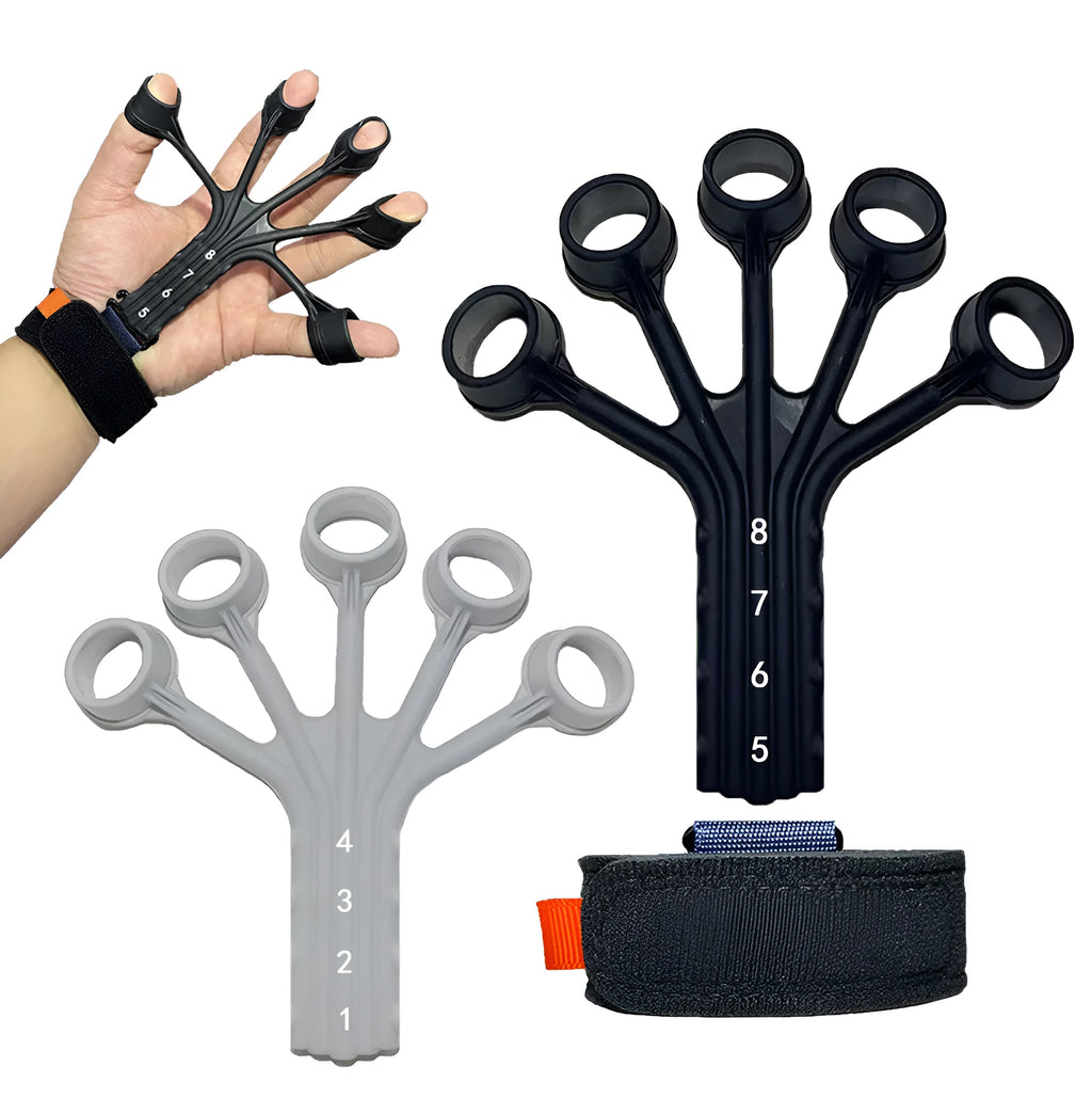 Silicone finger flexion and extension trainer with tension rope system for adult hand rehabilitation
