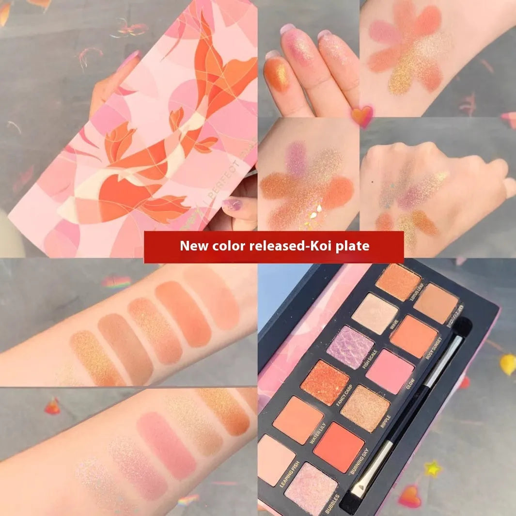 Twelve-colour animal eye shadow palette showing pressed powder shadows in various shades