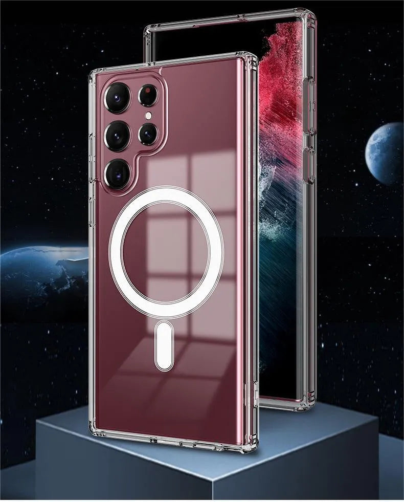 Samsung transparent magnetic phone case TPU back cover with MagSafe charger compatible