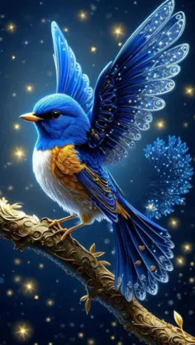 Blue Bird diamond painting on 60x100cm canvas with internal framework, modern simplicity design
