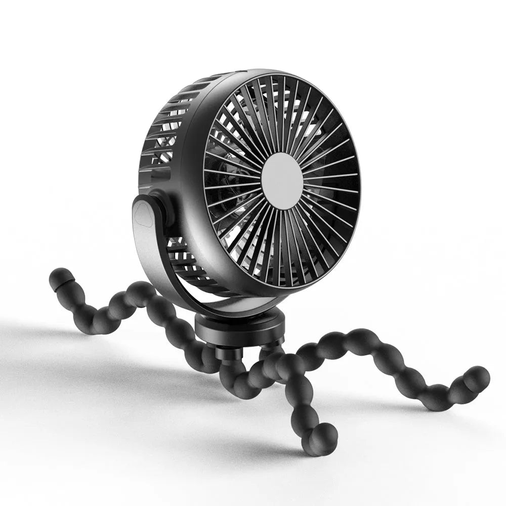 HOMEFISH F2 automatic shaking baby stroller fan with LED light and removable bracket on a pram