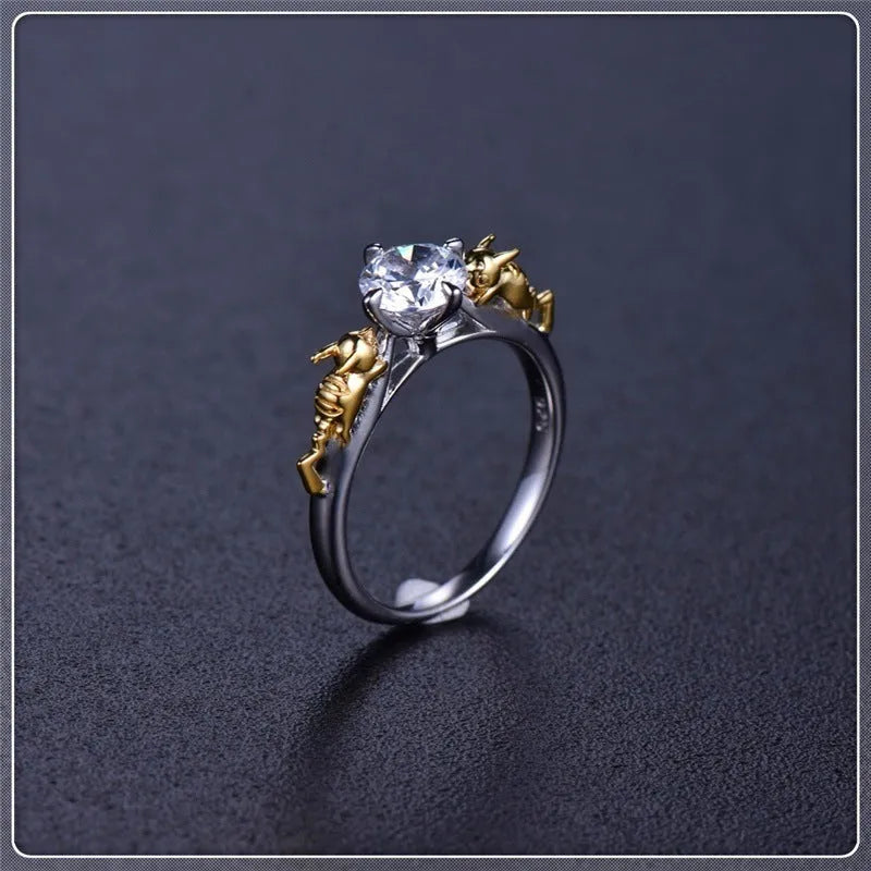 Copper crystal crown ring in black gold colour showing crown modelling design