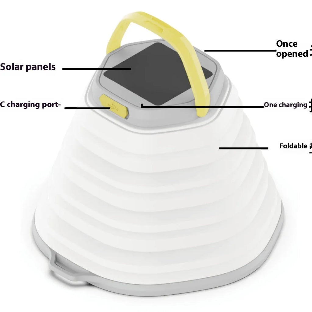 White rechargeable camping lamp with large battery for outdoor tent lighting