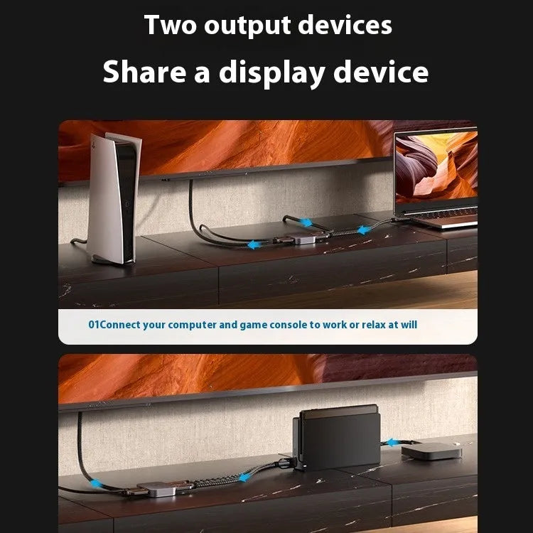 Alloy cable separator HD computer audio video two-way conversion device in Gray colour