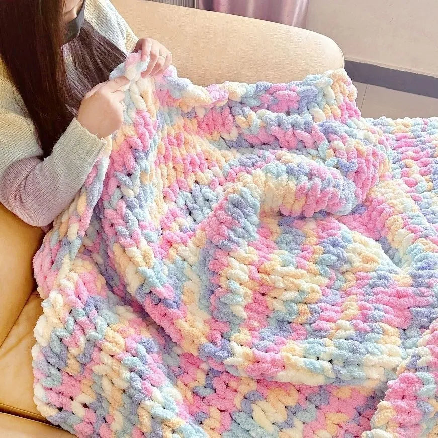 Coarse yarn chenille braided gravity blanket in modern simplicity style, available in multiple sizes and colours